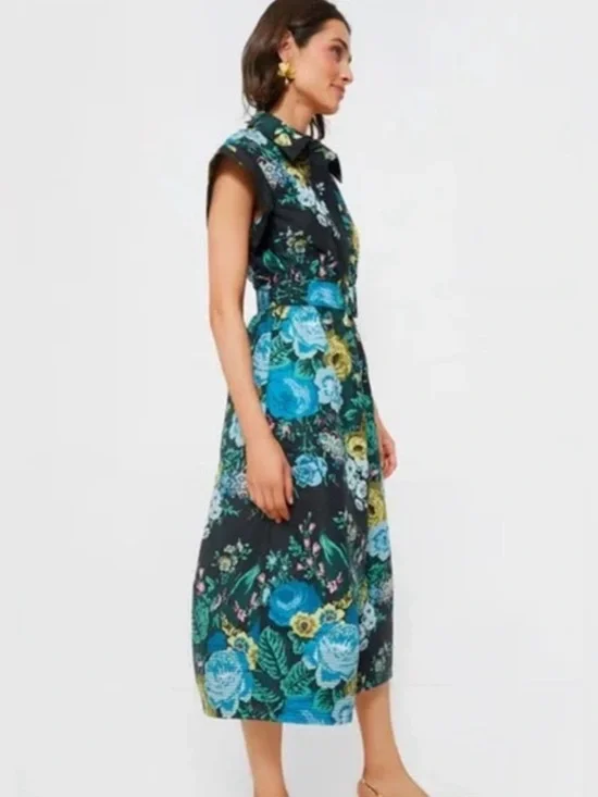 Tuckernuck NWOT Chloe Dress in Black Verdant Floral M - Picture 2 of 8